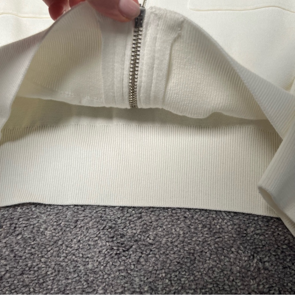 Kokun Cropped Cream Zip-Up Jacket 100% cotton Bomber Spring jacket size medium - Picture 7 of 8